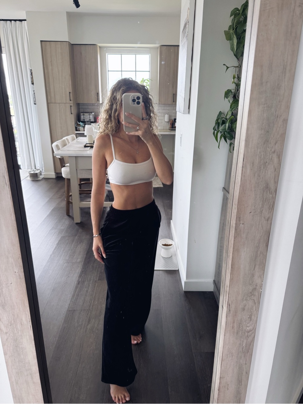 Black Wide Leg Velour Pants (Size XS)